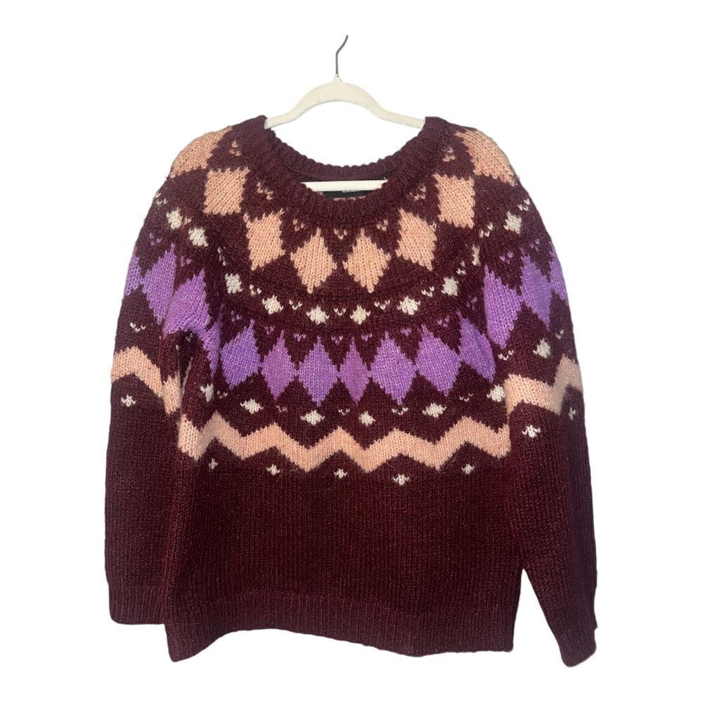 Vero Moda Womens Purple Filipa‎ Fair Isle Sweater, XL - Picture 2 of 7